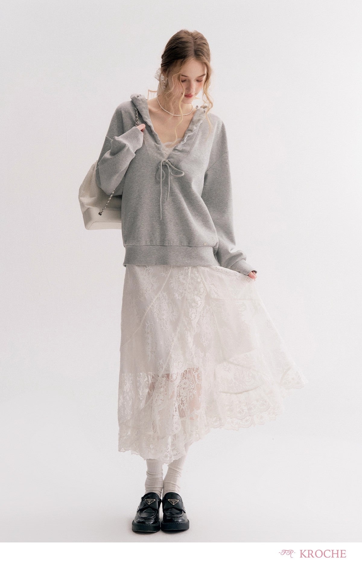 Kroche Lace High-waist A-line maxi skirt