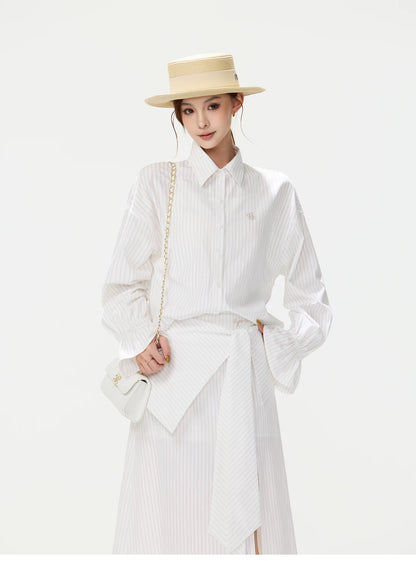 CYNR Bow-Tie Blouse and Skirt Set