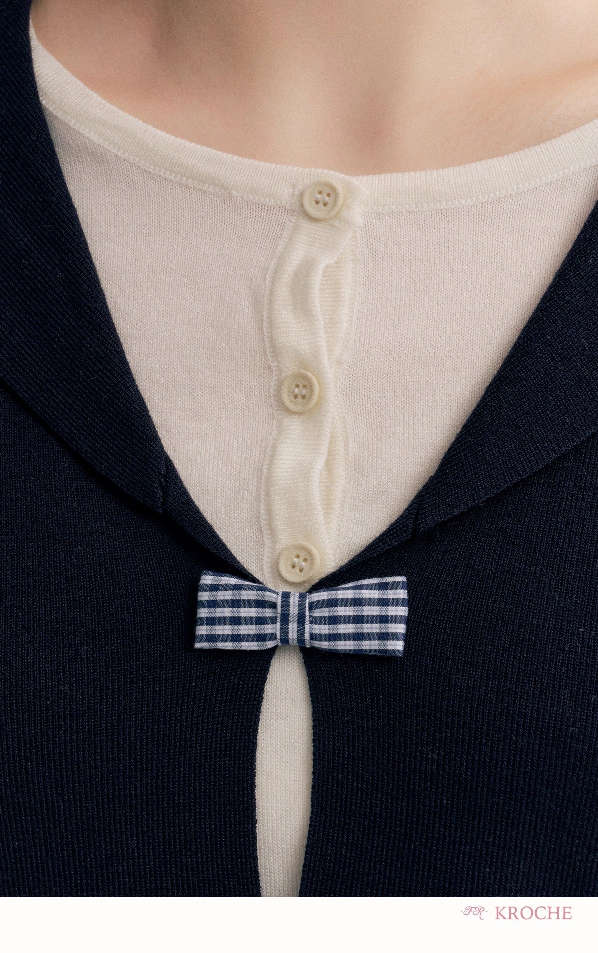 Kroche Sailor-collar knit cardigan Or skirt
