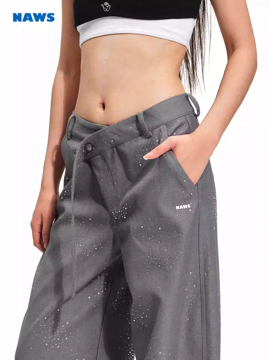 NAWS Hot stamping low waist loose fitting suit pants