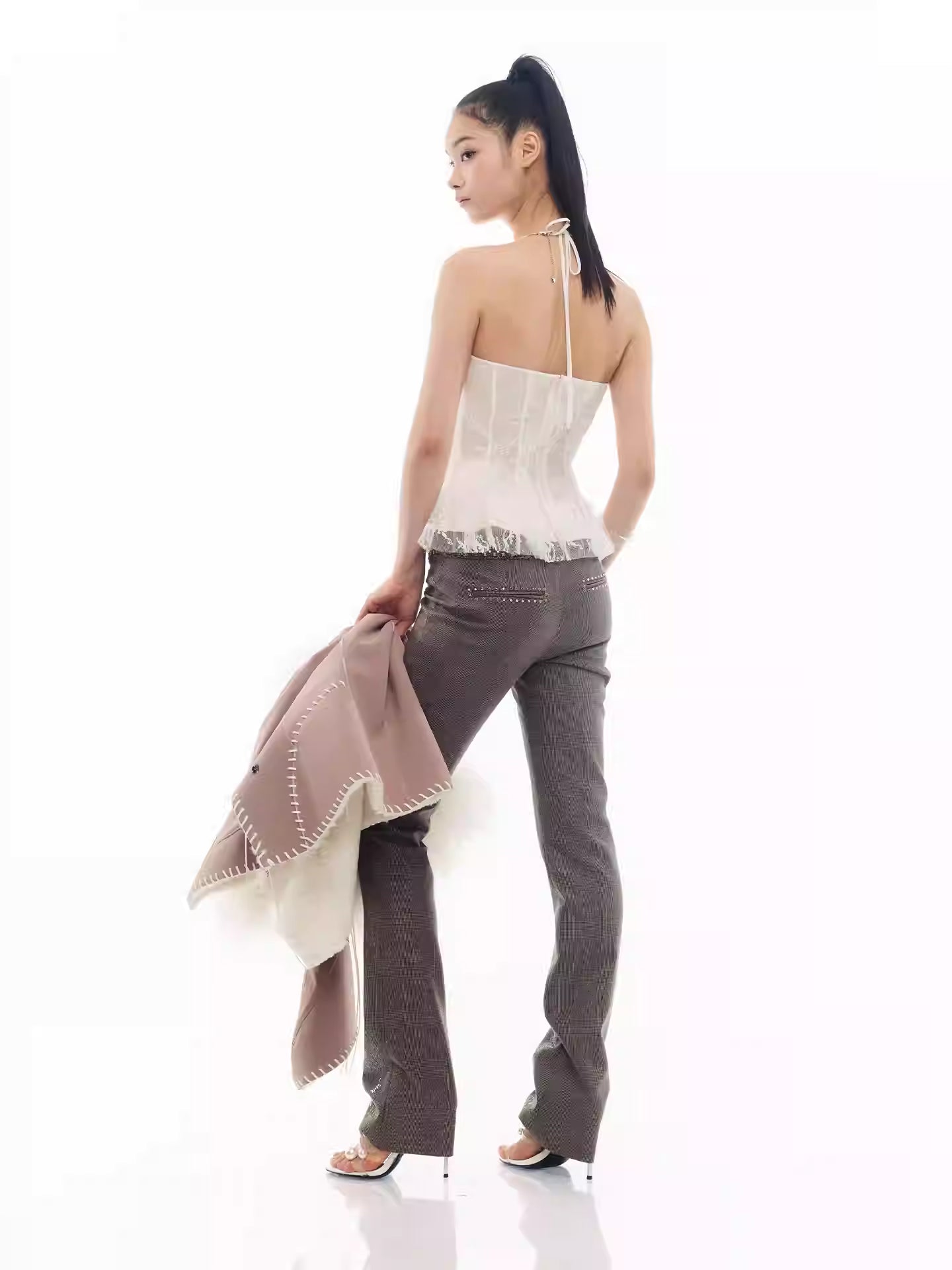 JELLOJELLO Ruffle tied lace decorative nail bead top