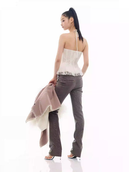 JELLOJELLO Ruffle tied lace decorative nail bead top