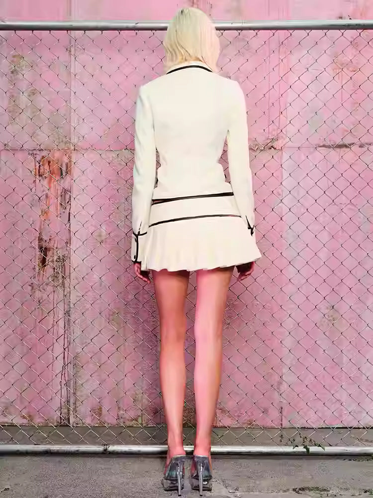 JELLOJELLO Badge decoration preppy style suit + skirt set