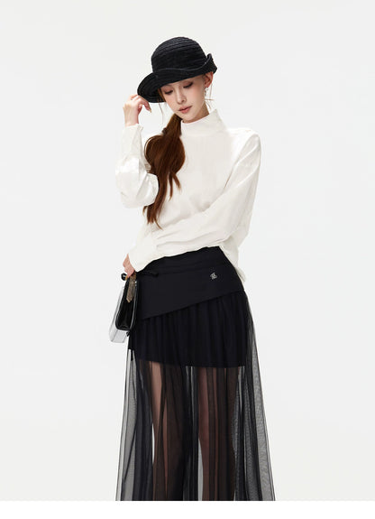 CYNR Minimalist Mock Neck Blouse