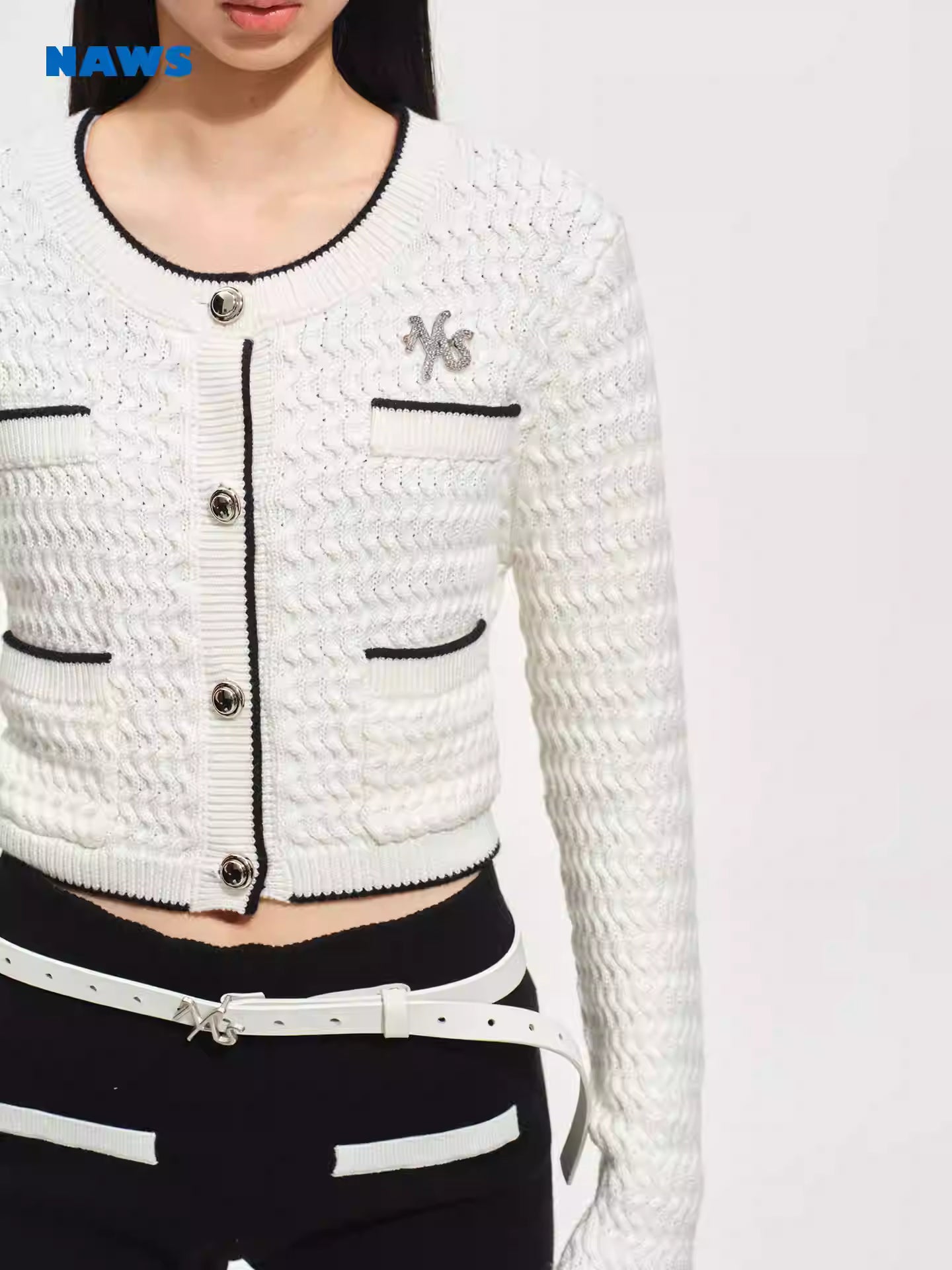 NAWS Twisted silhouette short knit cardigan