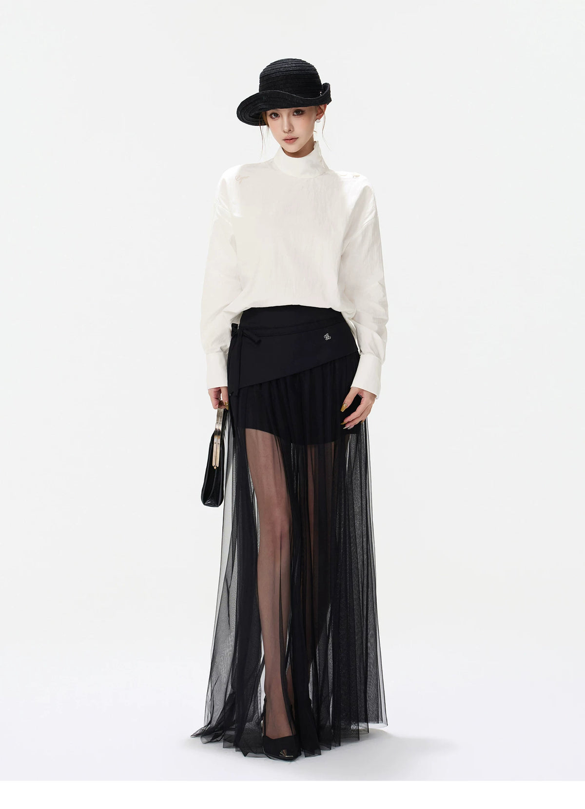 CYNR Minimalist Mock Neck Blouse