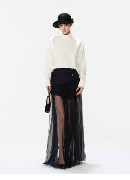 CYNR Minimalist Mock Neck Blouse
