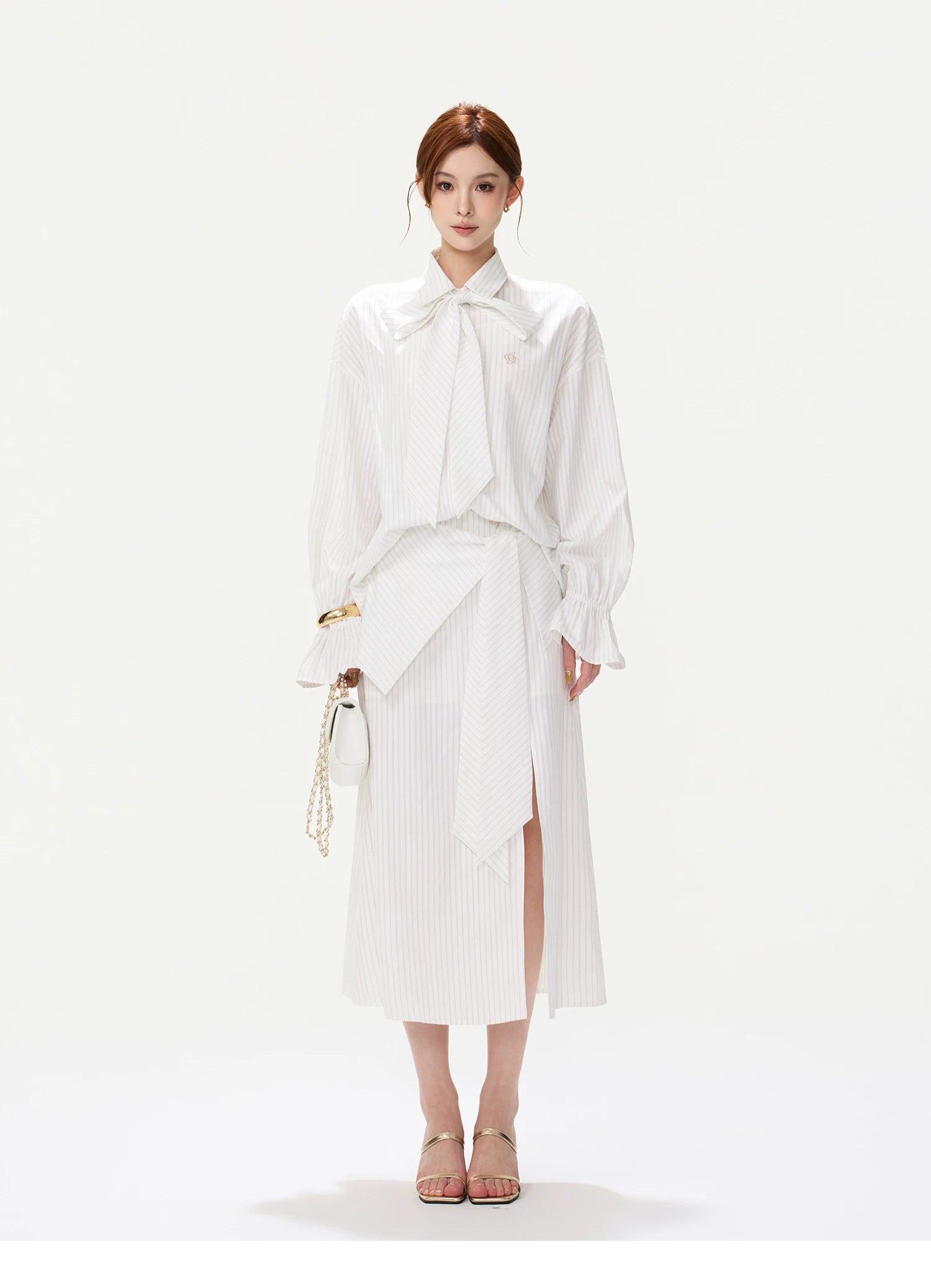CYNR Bow-Tie Blouse and Skirt Set