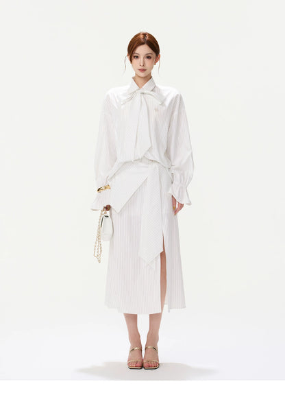 CYNR Bow-Tie Blouse and Skirt Set