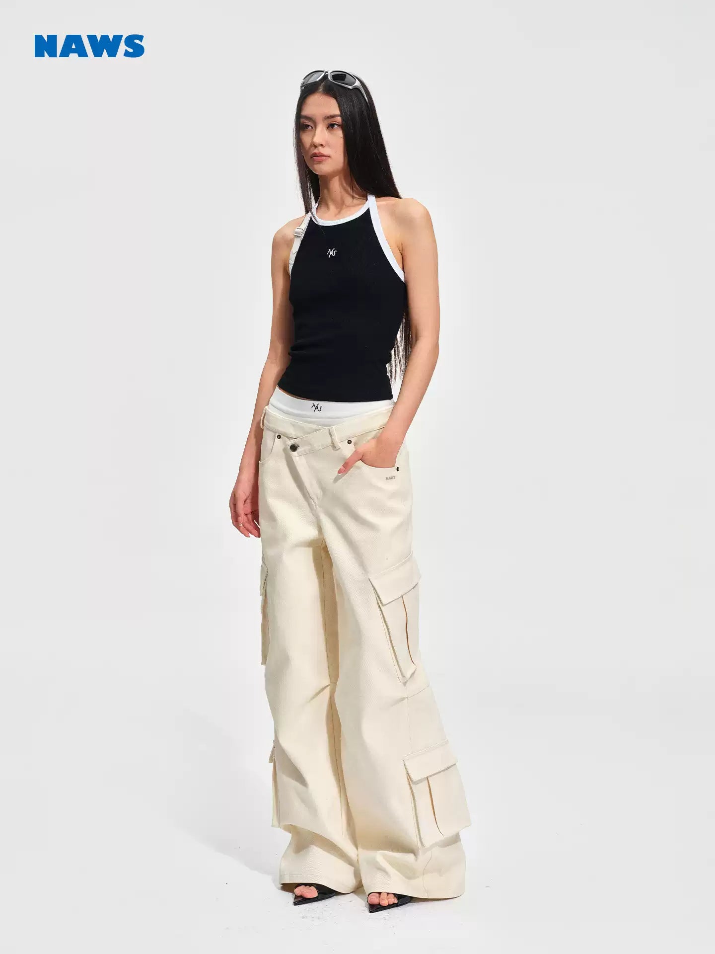 NAWS Multi pocket workwear loose straight leg wide leg pants