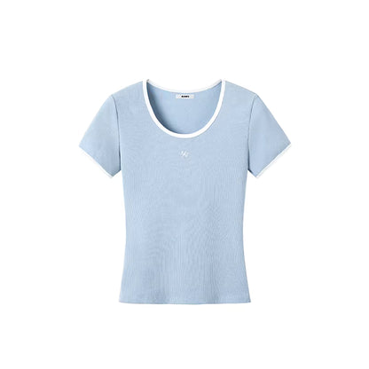 NAWS Vintage contrasting round neck short sleeved shirt