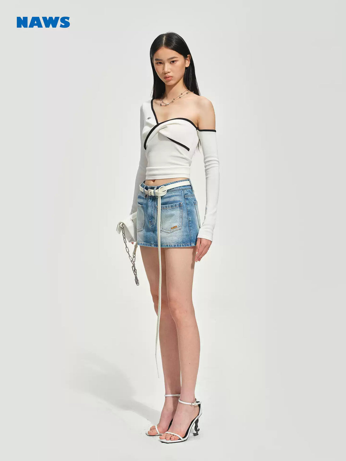 NAWS Twisted off shoulder knitted Top