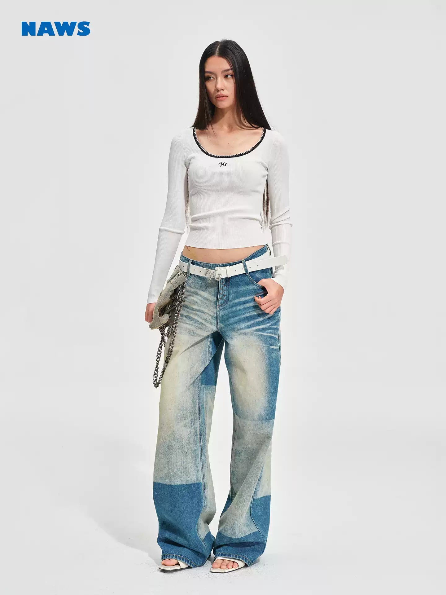 NAWS Retro washed loose straight leg pants