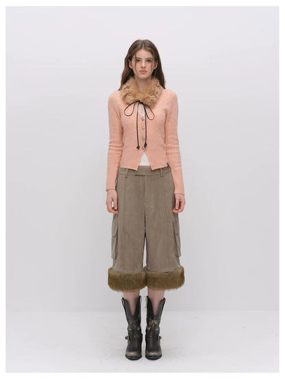 VIA PITTI VIADK6416 Fitted Cable-Knit V-Neck Cardigan