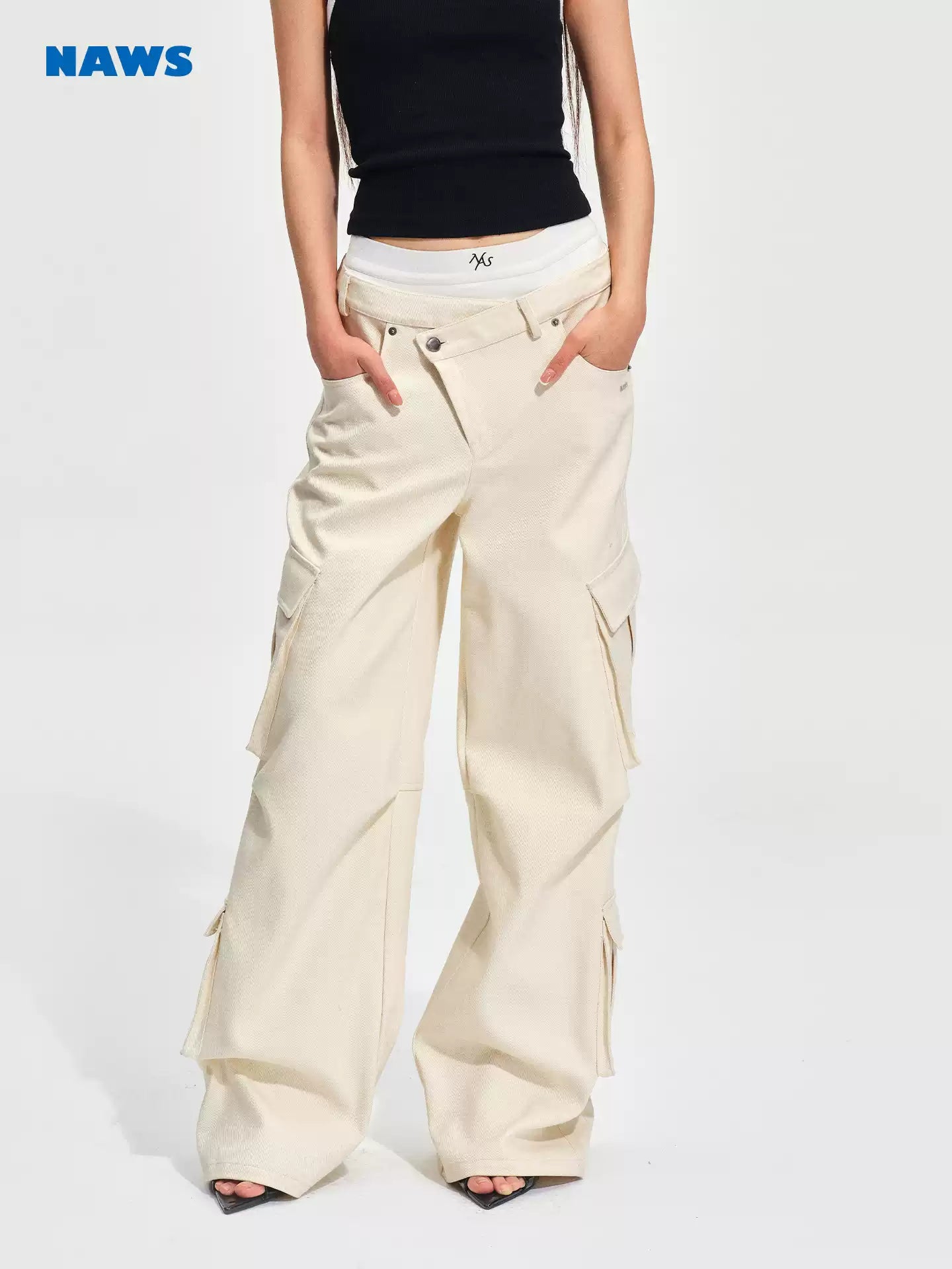 NAWS Multi pocket workwear loose straight leg wide leg pants