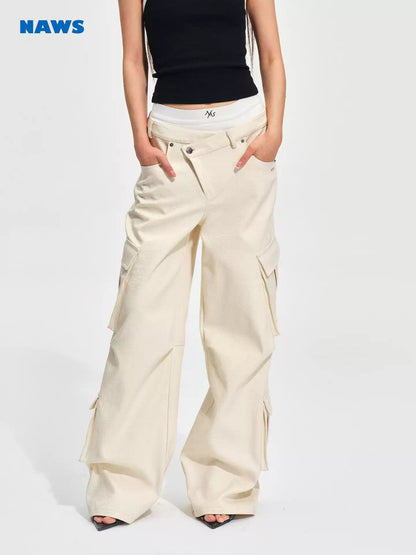 NAWS Multi pocket workwear loose straight leg wide leg pants