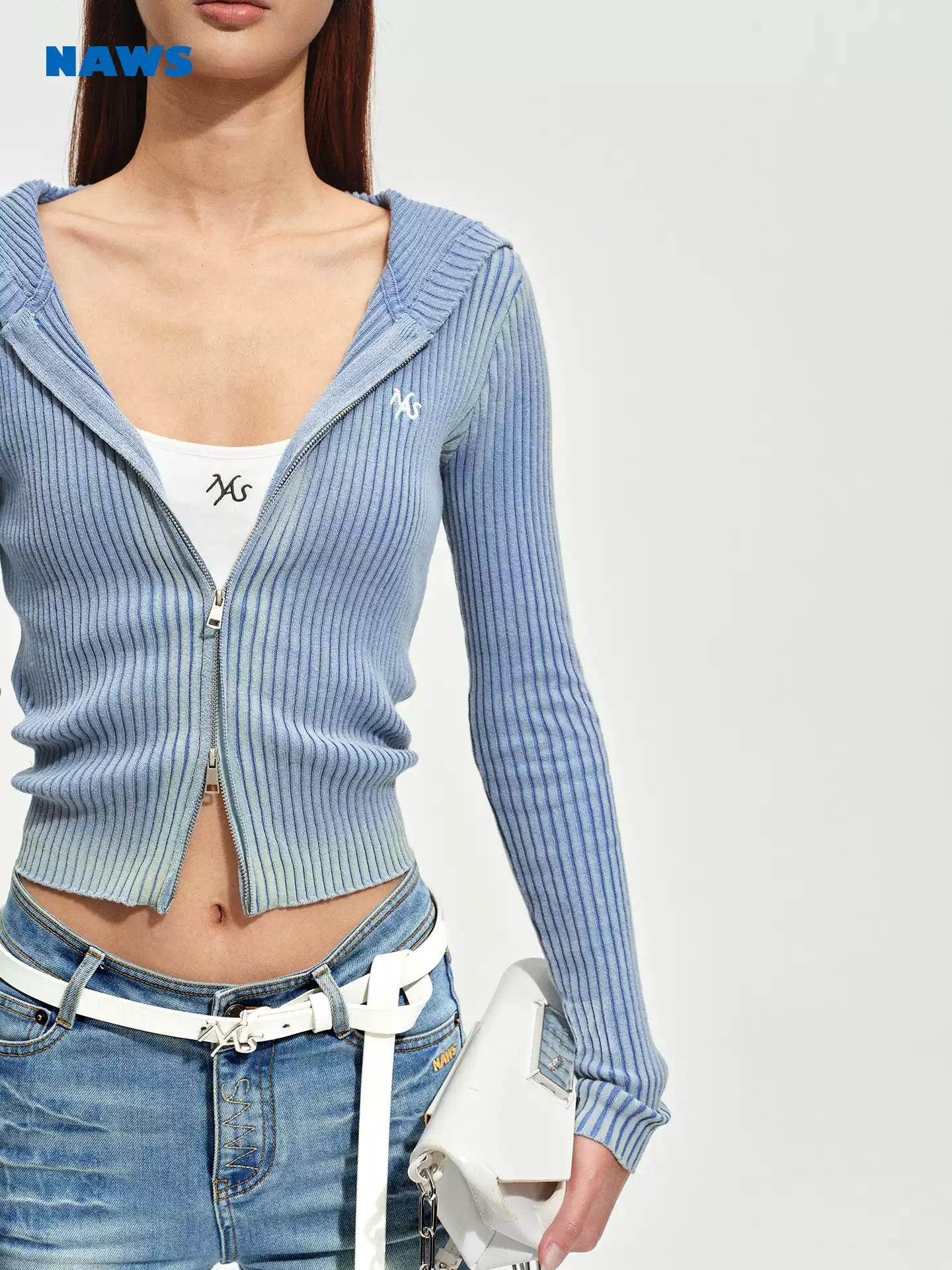 NAWS Make old slim fit knitted cardigan