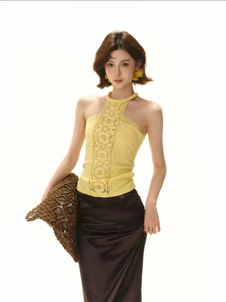 CYNR Island style lace hollow lace top