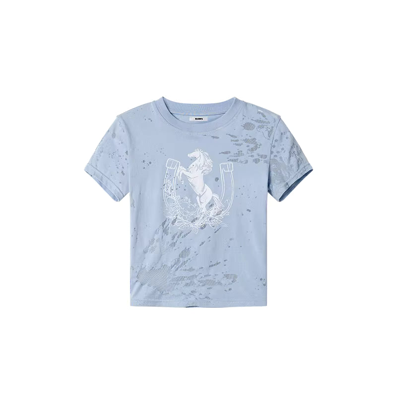 NAWS Irregular burnt pony print tight short sleeved T-shirt