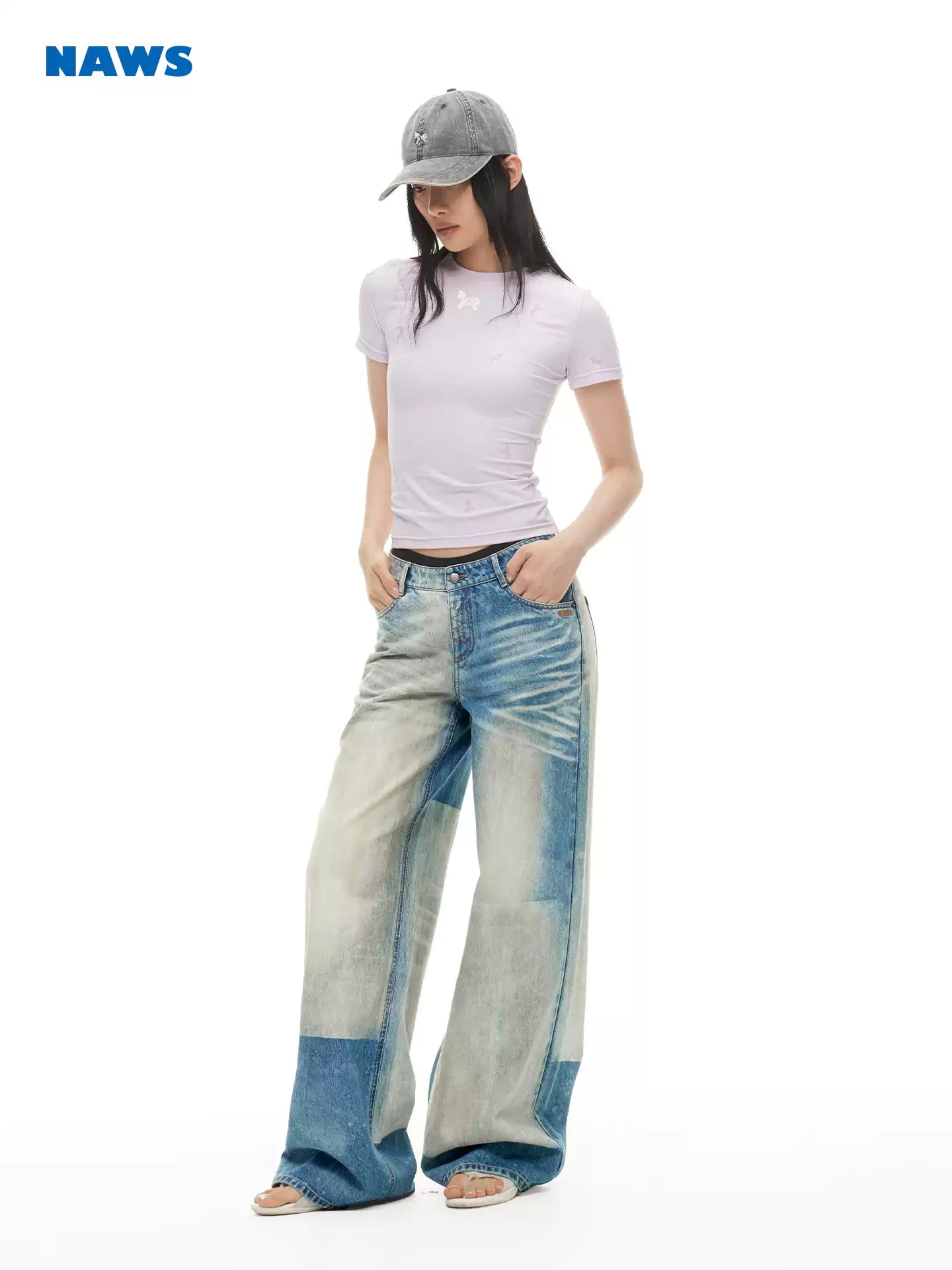 NAWS Retro washed loose straight leg pants