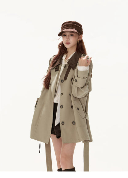 CYNR Double breasted lapel windbreaker jacket