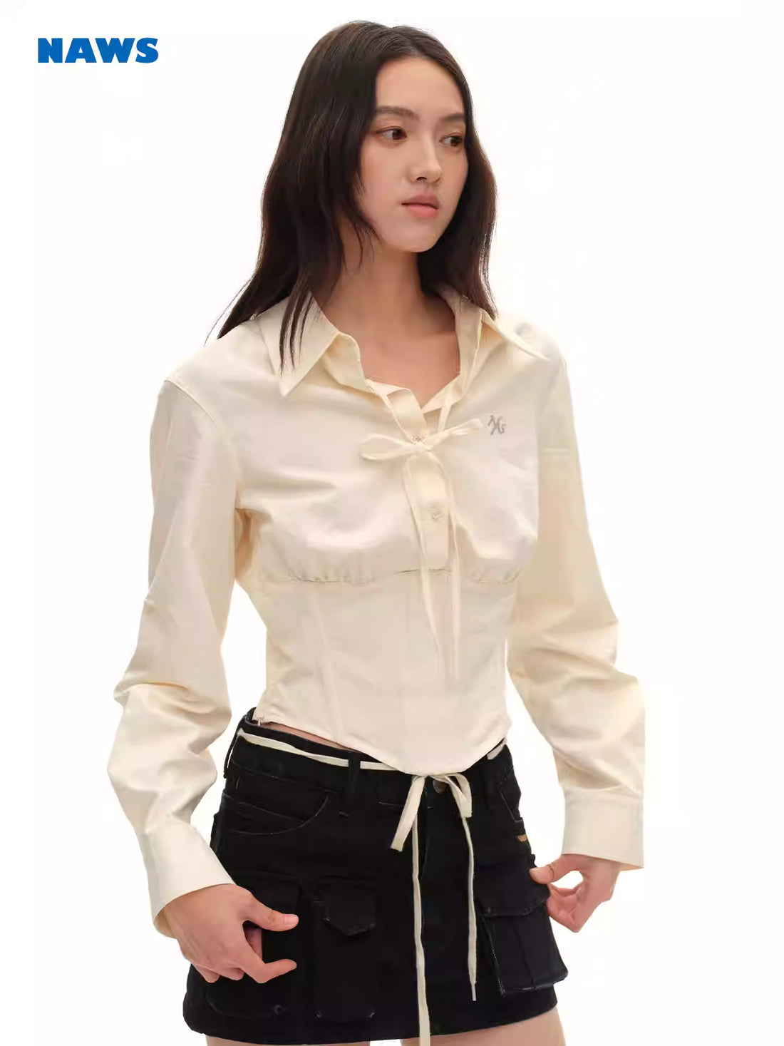 NAWS Off shoulder waist short shirt