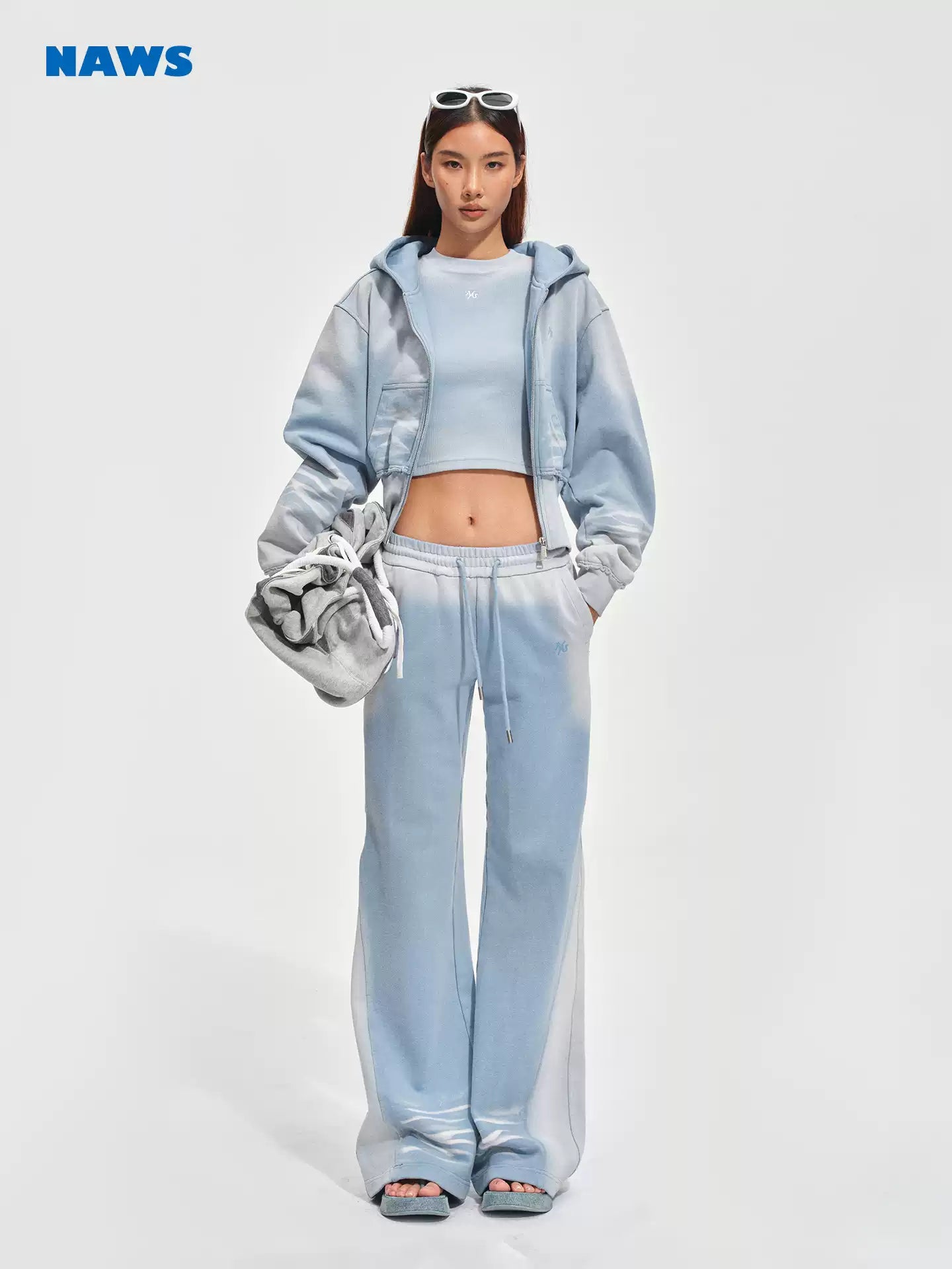 NAWS Ombre blue cropped hoodie jacket