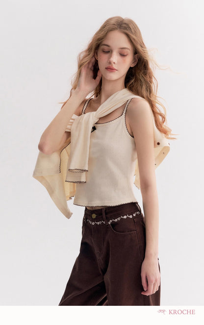 Kroche Knit Cardigan &amp; Vest Twin Set