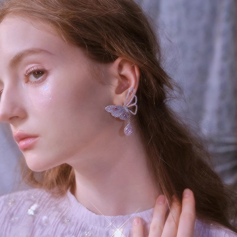 Wardrobes by chen Butterfly Rhinestone Pendant Earrings