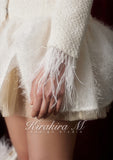 Kirakira.M White tweed flower bud coat dress