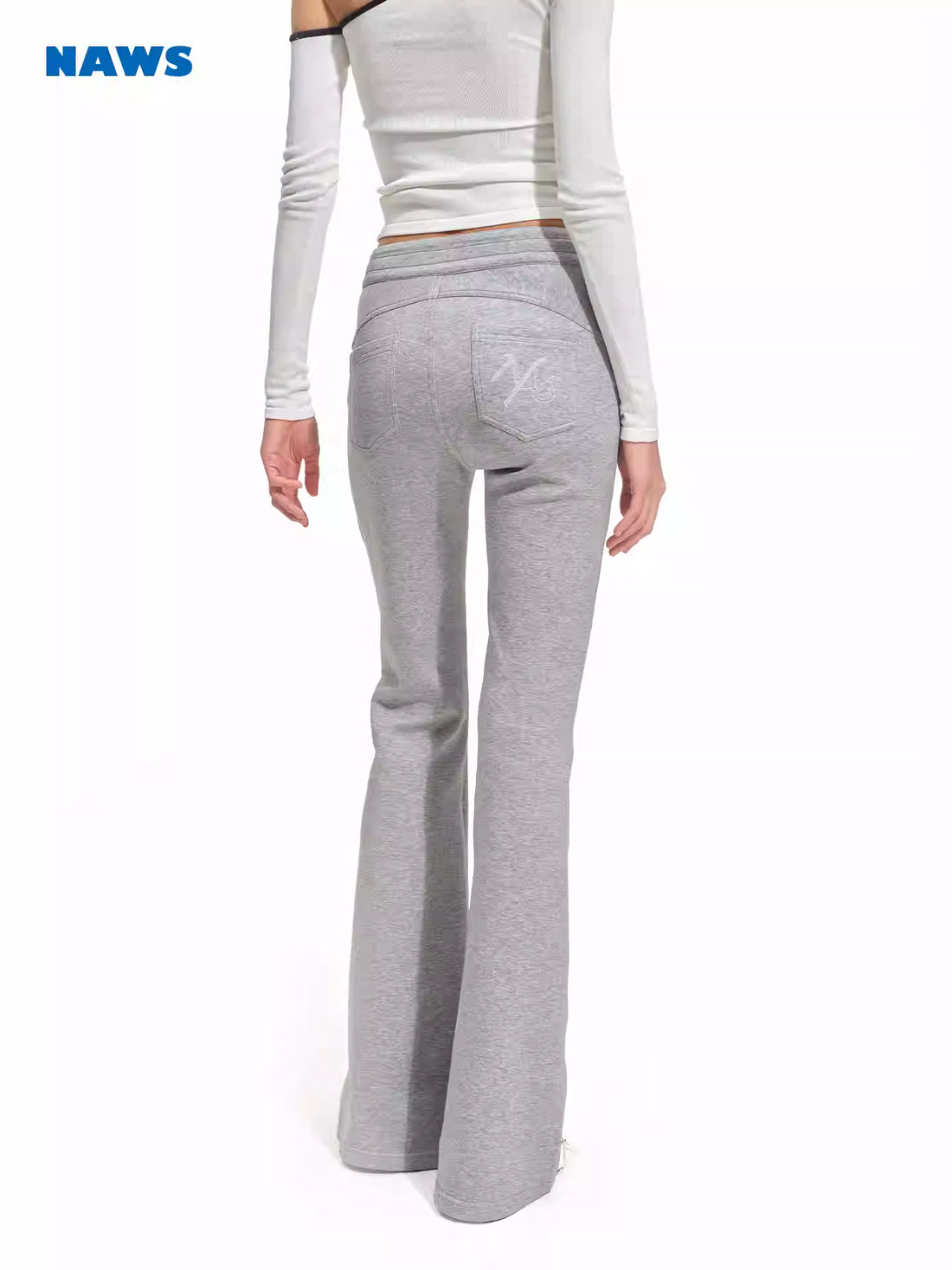 NAWS Low waisted tight fitting slightly flared elastic casual pants