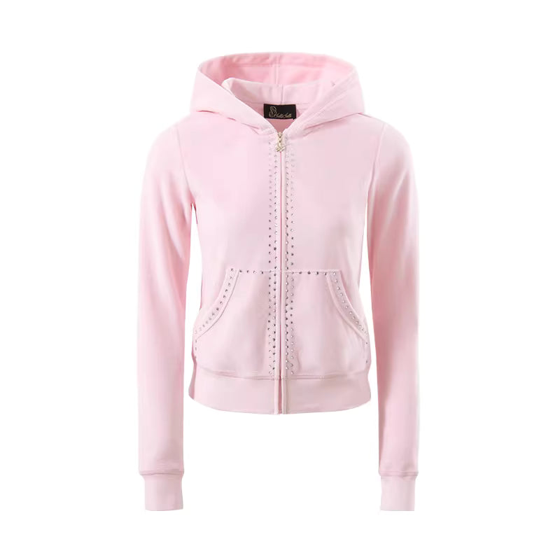 JELLOJELLO Colorful rhinestone velvet jacket + pants set