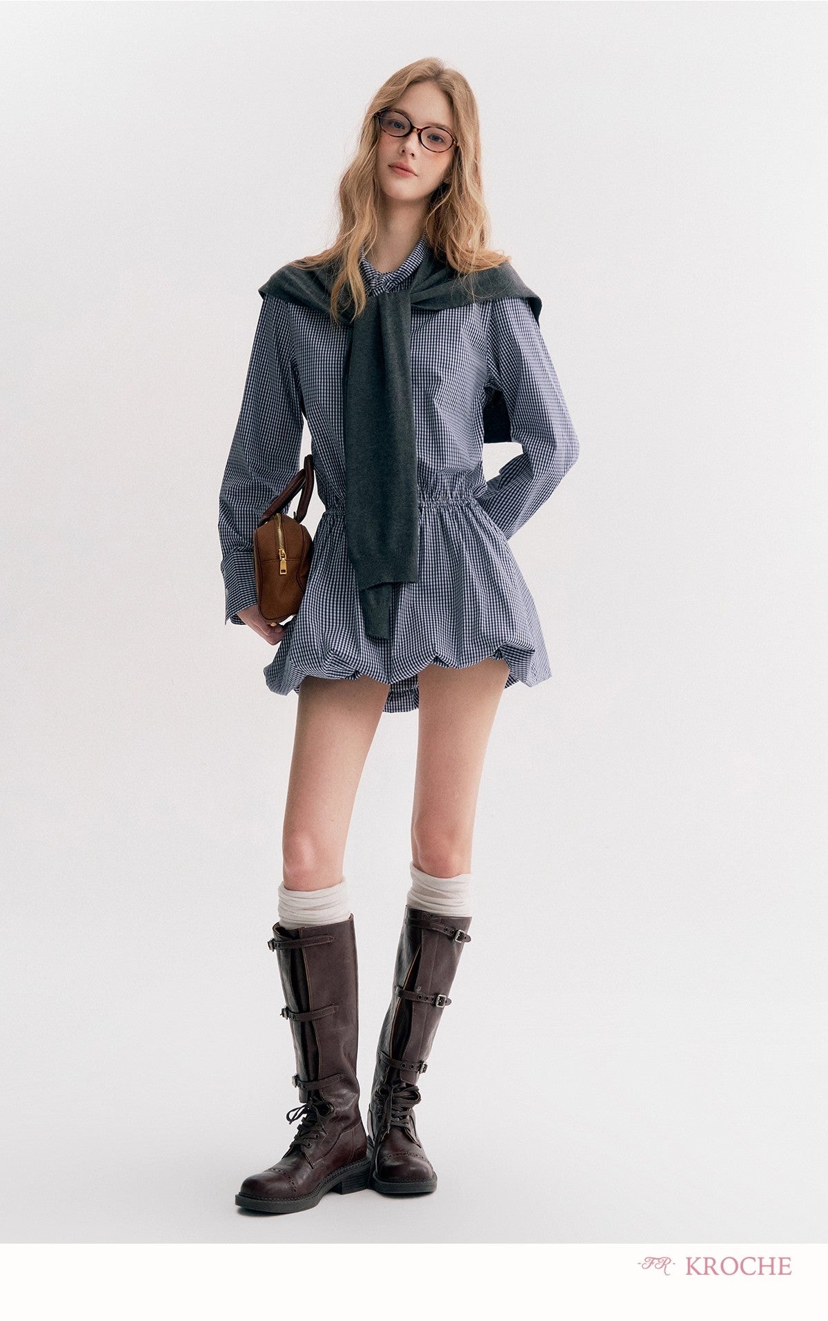 Kroche Plaid peplum shirt dress