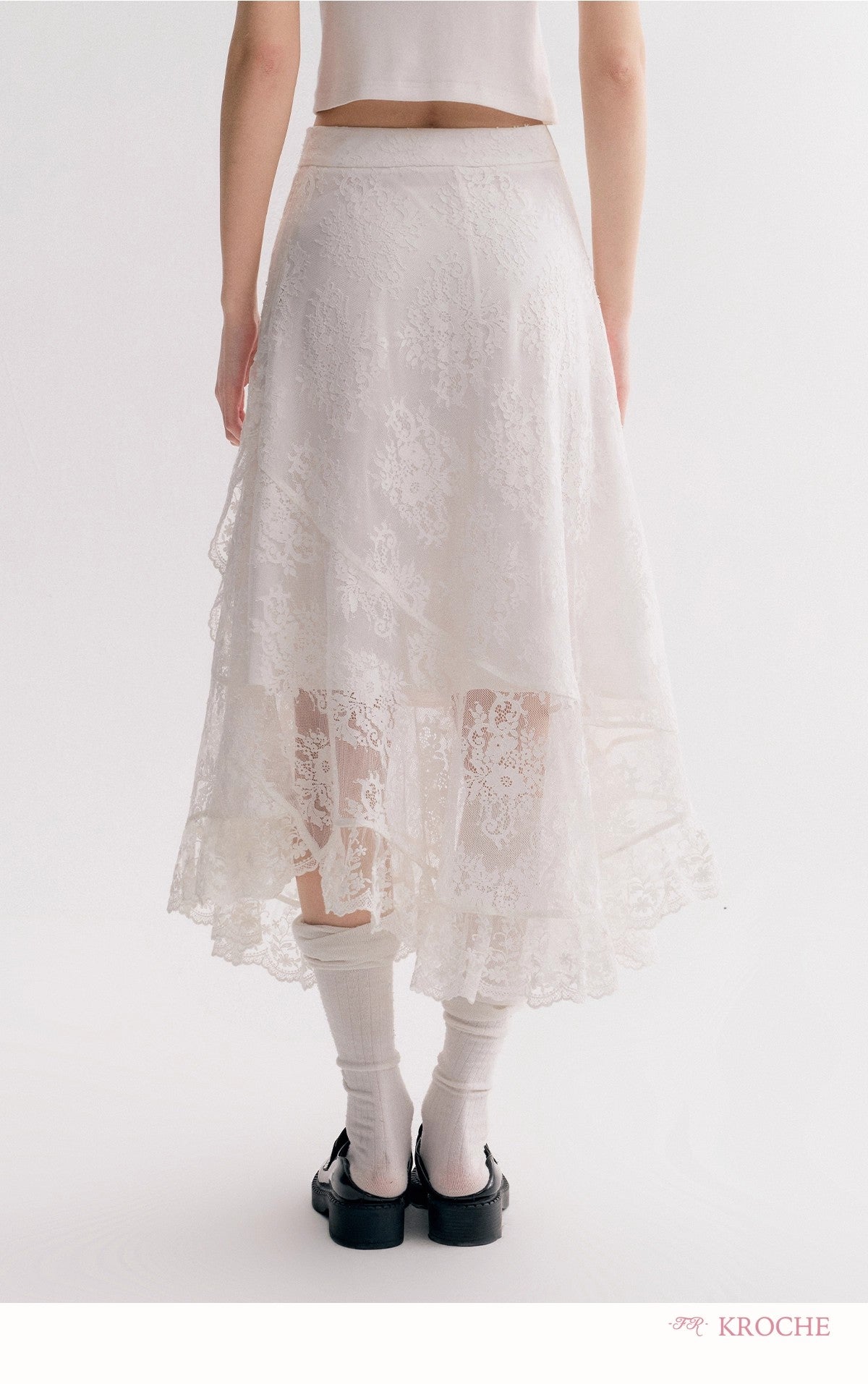 Kroche Lace High-waist A-line maxi skirt