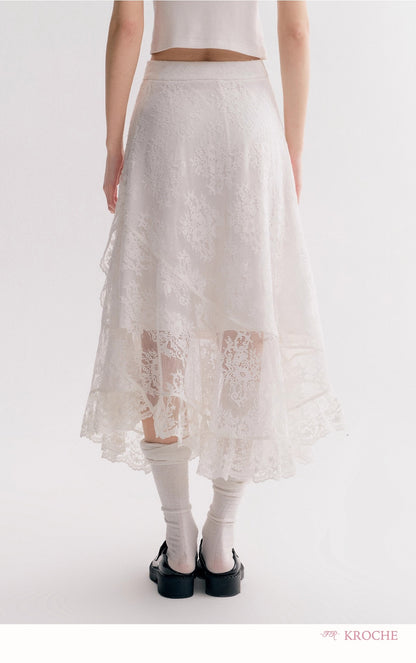Kroche Lace High-waist A-line maxi skirt