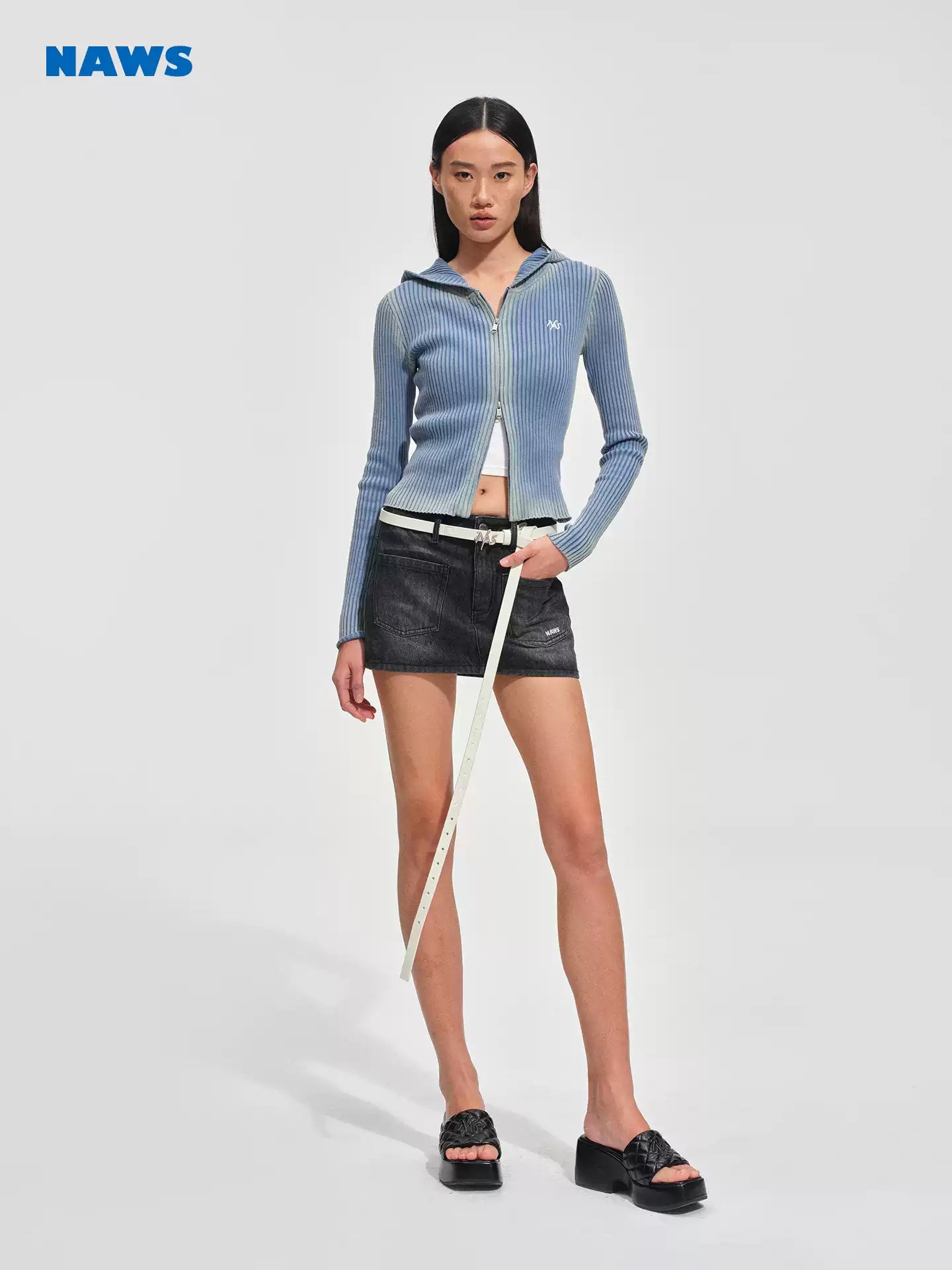 NAWS Make old slim fit knitted cardigan