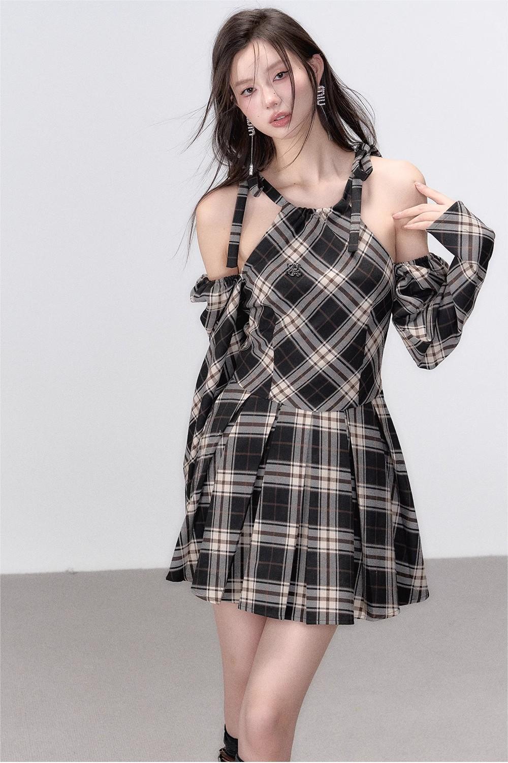 VIA PITTI Hanger plaid A-line dress