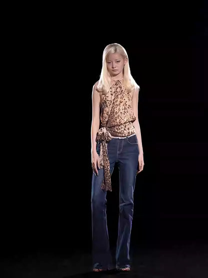 JELLOJELLO Leopard printed off shoulder tube top