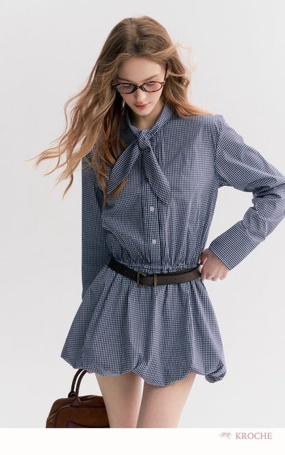 Kroche Plaid peplum shirt dress