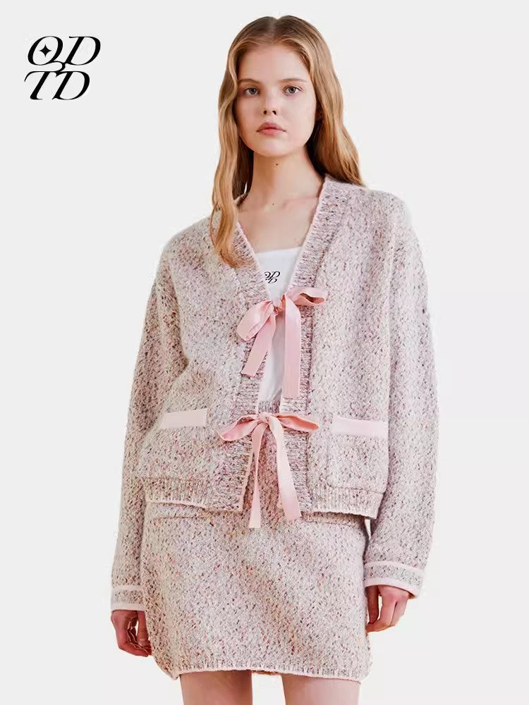 ODTD Pink wool lace up knit set (Separate)