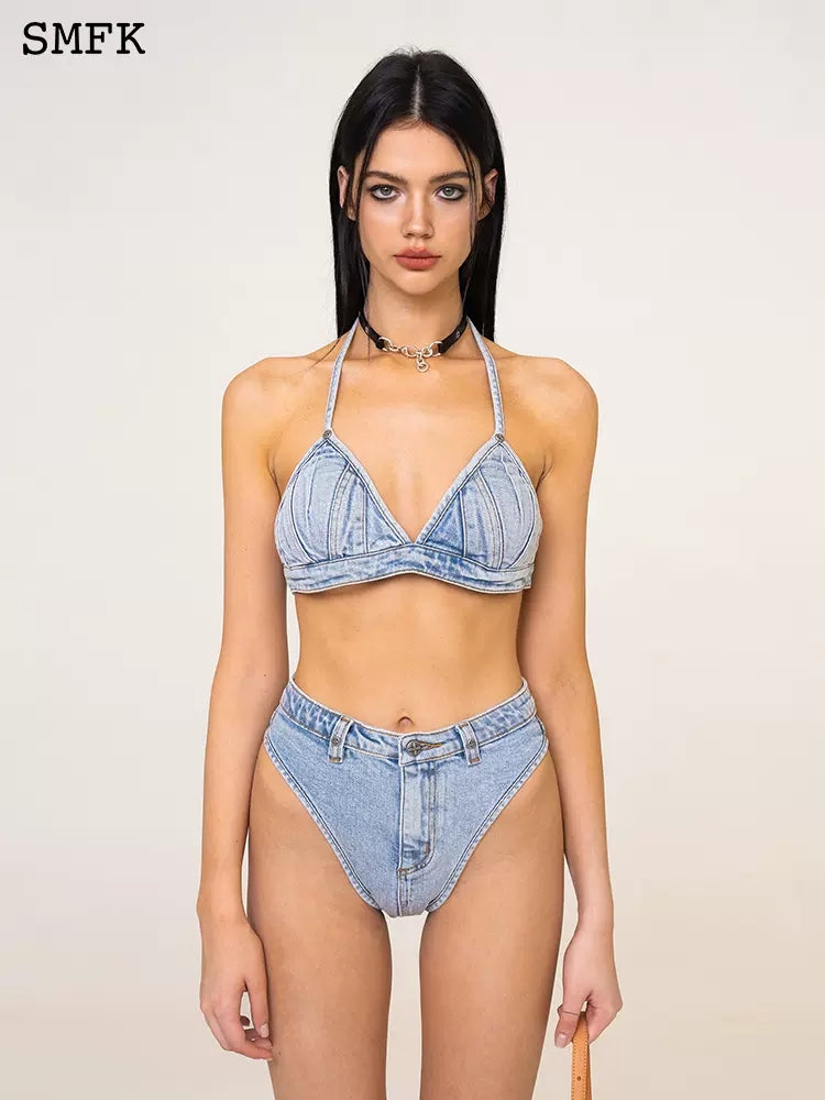 SMFK wild world motorcycle denim bikini swimsuit