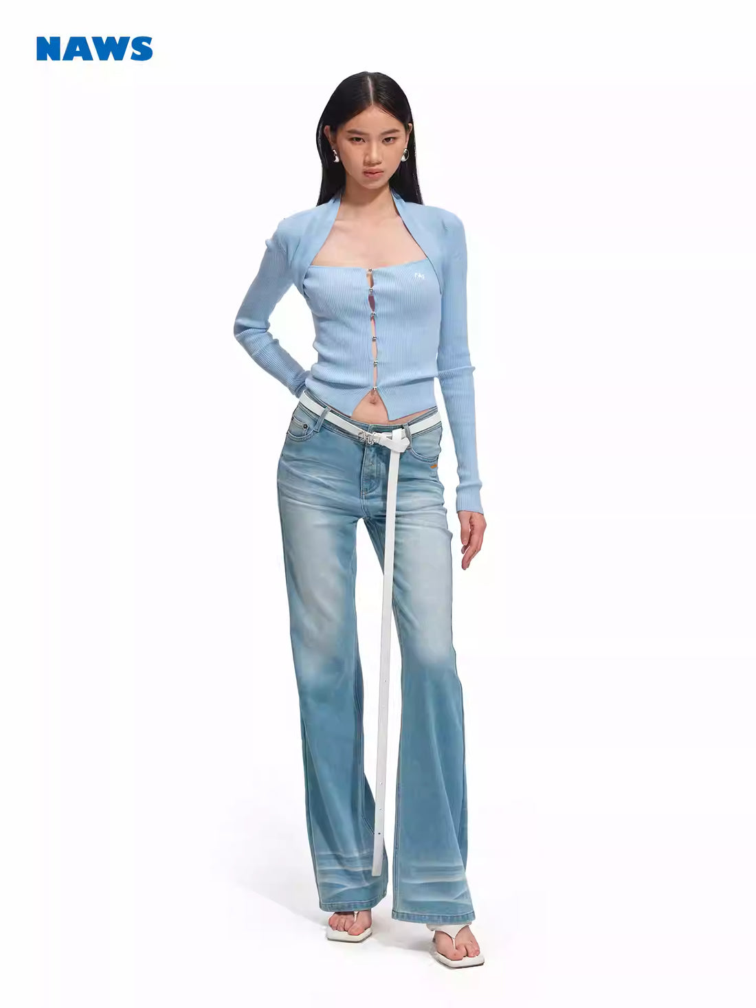 NAWS Sheep wool elastic long sleeved knitted top