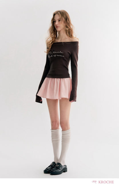 Kroche Pleated Short A-Line Skirt