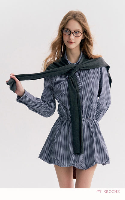 Kroche Plaid peplum shirt dress