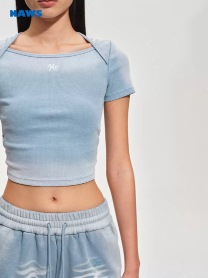 NAWS Fading distressed front shoulder slim fit T-shirt