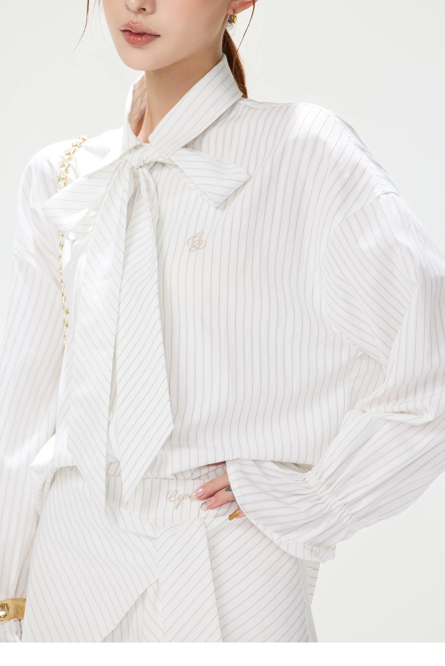 CYNR Bow-Tie Blouse and Skirt Set