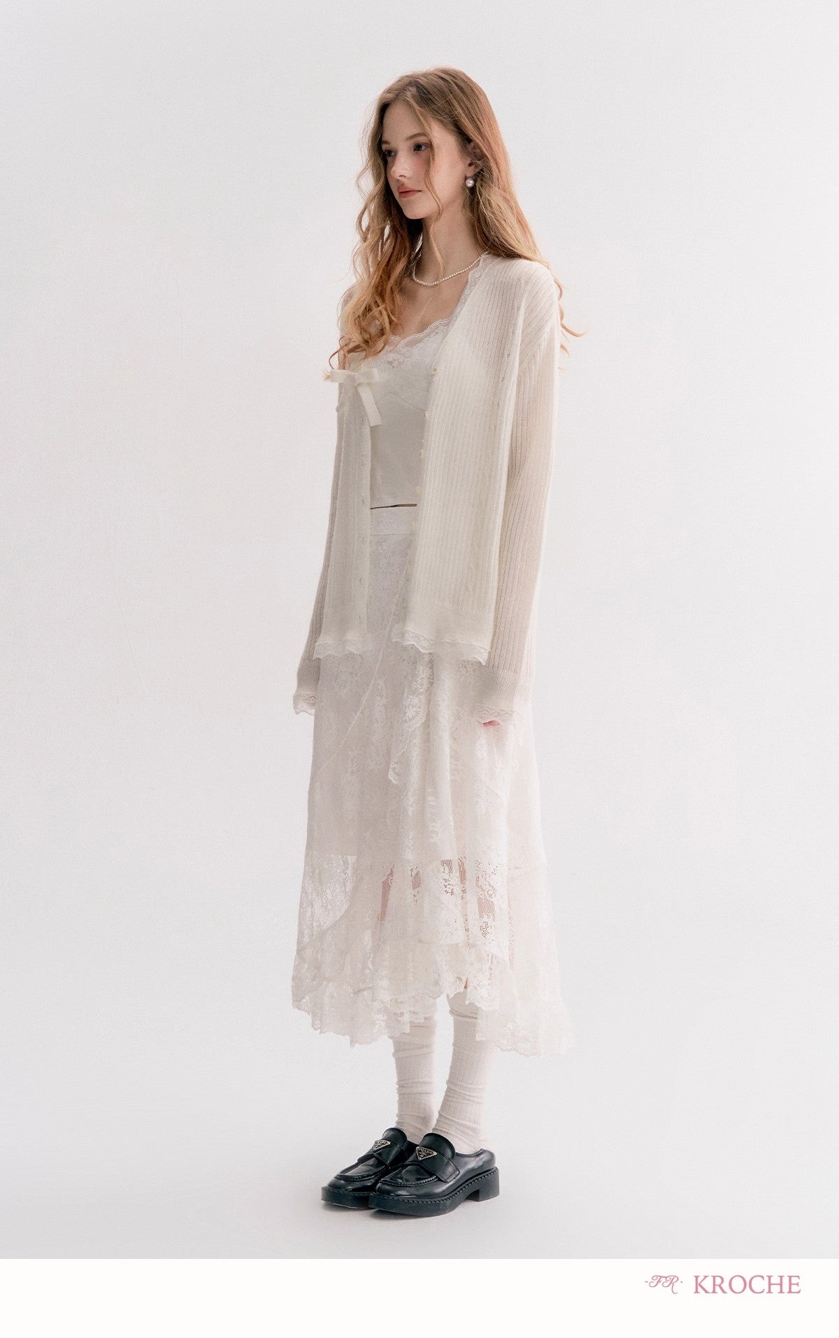Kroche Lace High-waist A-line maxi skirt