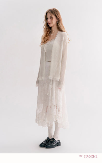Kroche Lace High-waist A-line maxi skirt