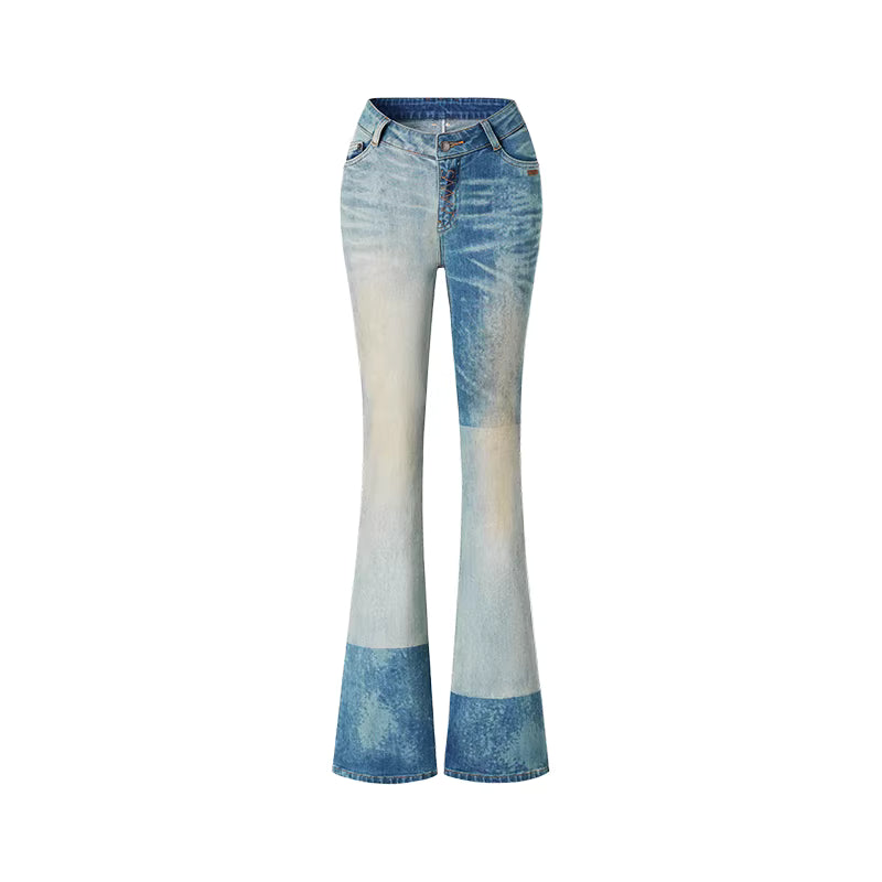 NAWS Water washed elastic laser burned tight pants