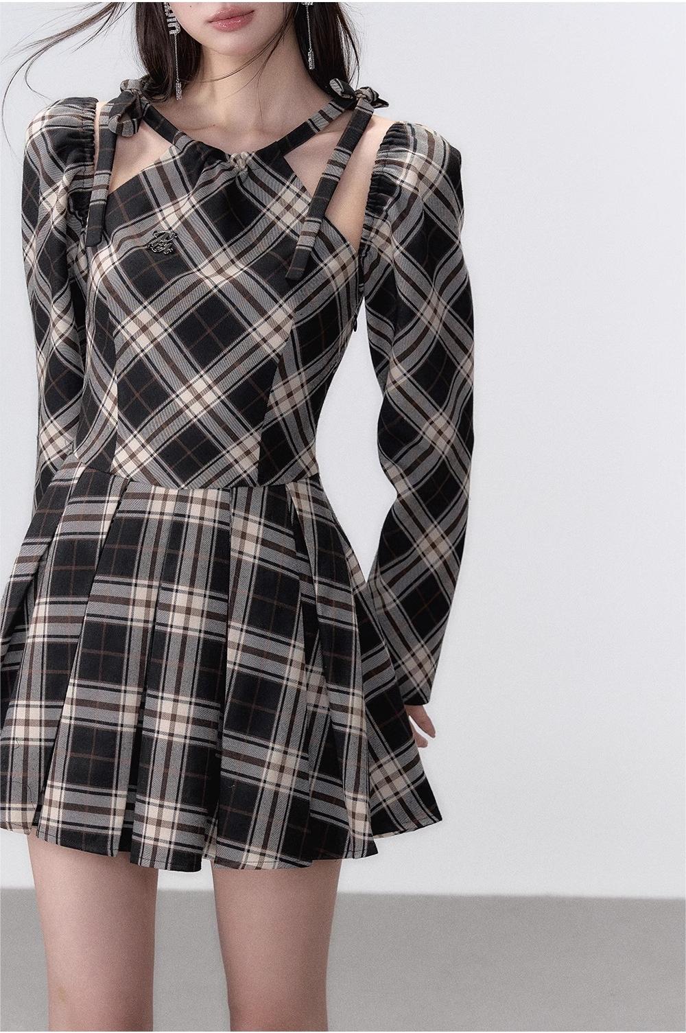 VIA PITTI Hanger plaid A-line dress